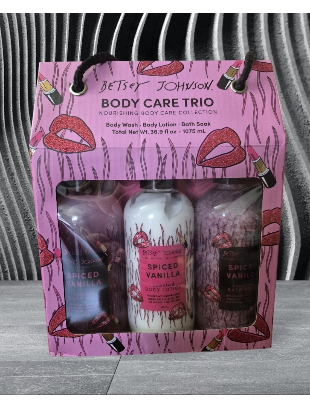 Betsey Johnson Body Care Trio from her "Nourishing Body Care Collection.